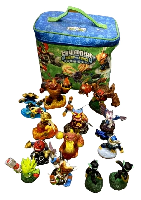 !3 Skylanders Swap-Force Lot Plus Zippered Carrying Case
