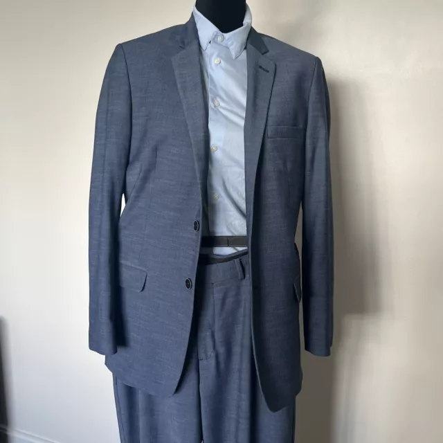 Giacca abito normale blu Calvin Klein 3 pezzi S18 e pantaloni e camicia S16