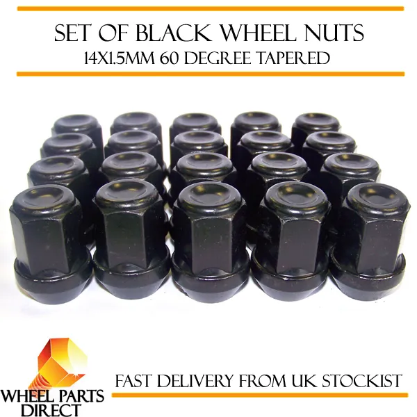 Écrous de roue en alliage noir (20) 14x1,5 boulons pour Land Rover Discovery [Mk3] 04-09