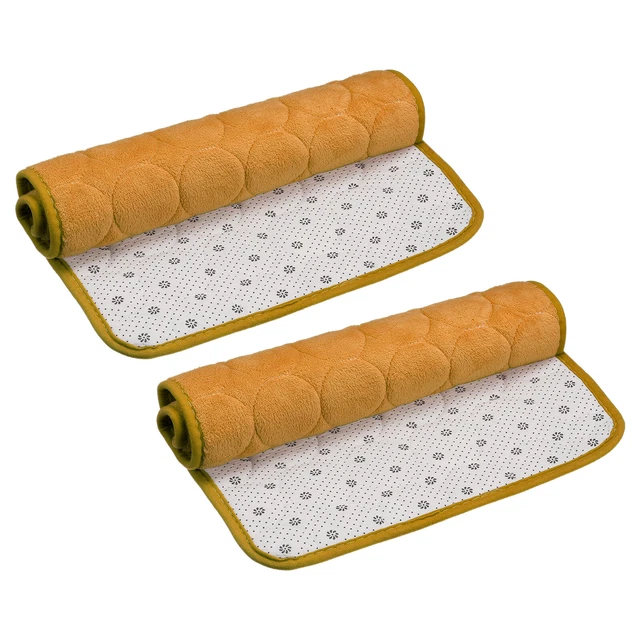 Tappeto da bagno 2 pz, 15,7"" x 24"" pile corallo tappetini antiscivolo lavabili - marrone