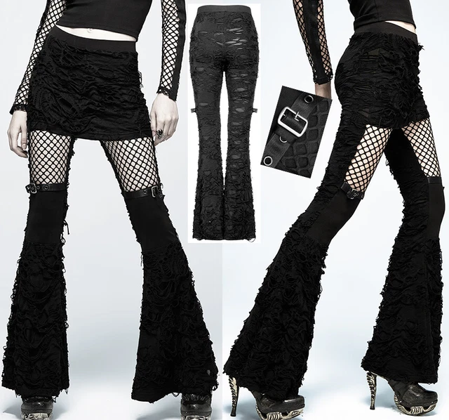 Pantalon évasé jupe leg warmers gothique punk lolita sexy rock résille PunkRave