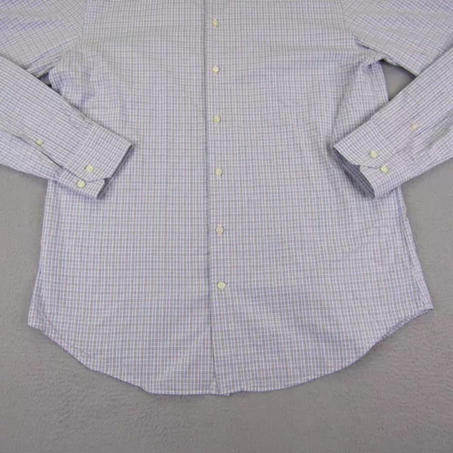 Armani Collezioni Shirt Mens Extra Large Blue White Plaid Slim Fit Button Up 3
