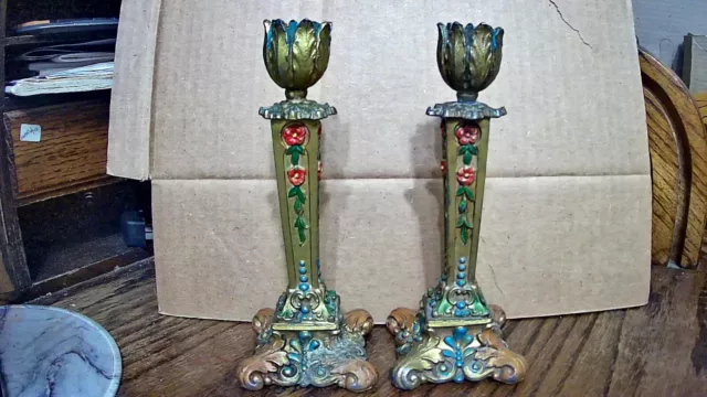 Antique Pair Kronheim&Oldenbusch Ornate (K & O Co) Art Nouveau Candlestick Set