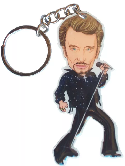 Porte-cléfs caricature Johnny Hallyday