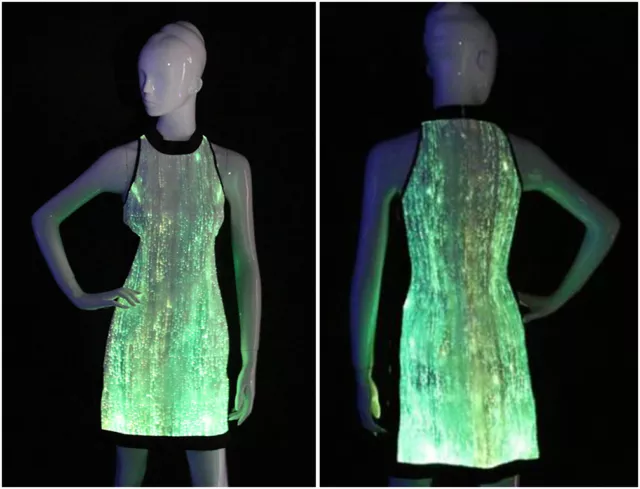 Womens Fiber Optic LED RGB Light up Evening Prom Party Night Club Dress Costume