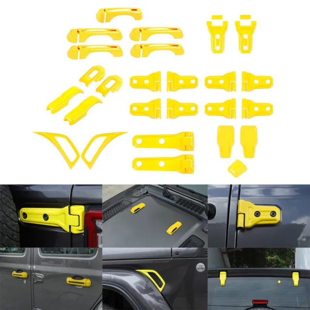 43×Yellow Exterior Kit Door /Tailgate Hinge Cover For Jeep Wrangler JL 4Dr 2018+