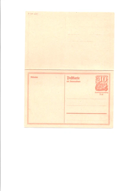 Antwort-Postkarte Deutsches Reich: 40 Pf / Papierpreiszuschlag 5 Pf - unbenutzt