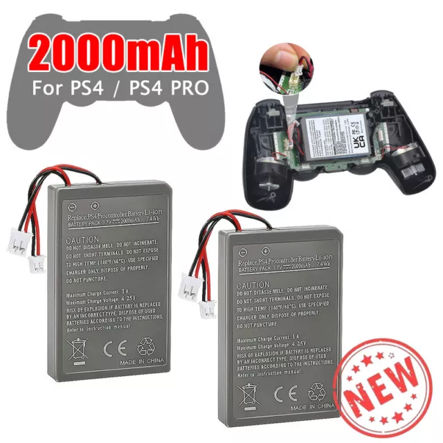 2 batterie agli ioni di litio 2000 mAh per controller PS4 Pro / controller PS4 batteria e cavo di ricarica