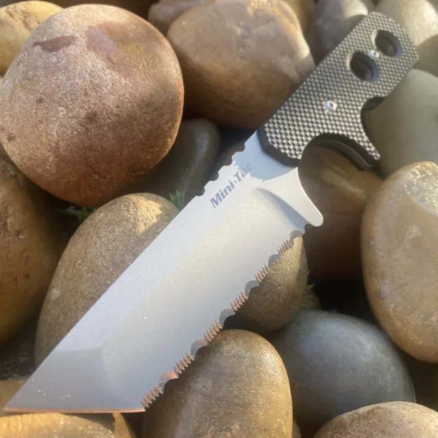 Cold Steel Mini Tac Tanto Neck Knife Fixed Bead Blast Serrated Blade