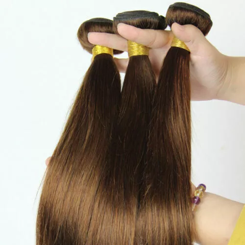 PERUVIAN VIRGIN HUMAN HAIR COLOUR 4# CHESTNUT BROWN STRAIGHT 12 TO 32INCHES 100g