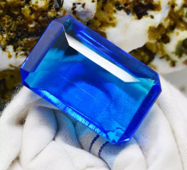 Piedra preciosa suelta topacio azul cielo corte esmeralda natural brasileño de 175 quilates certificado GIE