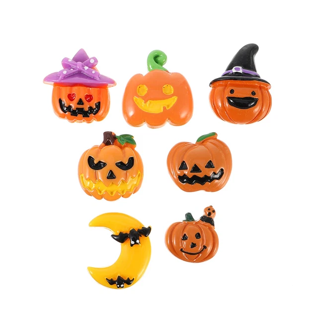 70 piezas Accesorios de resina de Halloween Accesorios de resina sintética Colgante de calabaza Grano