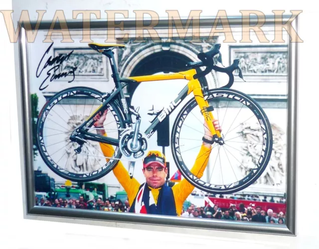 Cadel Evans 2011 Tour de France Cycling Signature Print Silver Frame Signed*