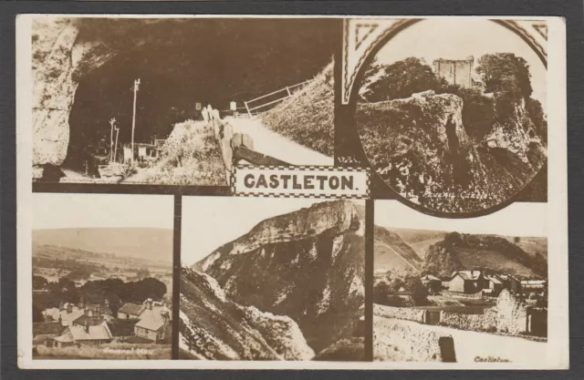 Postcard Castleton Peak District Derbyshire multiview early RP