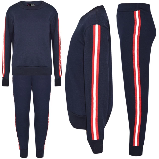 Bambine Ragazzi Tuta Righe Top & Fondo Set Loungesuit Riposo 2-13 Anni