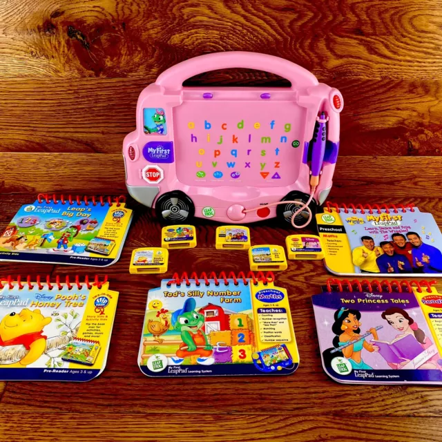 Leapfrog My First LeapPad Bus Pink 5 Books & Game Cartridges Learning Toy FWO