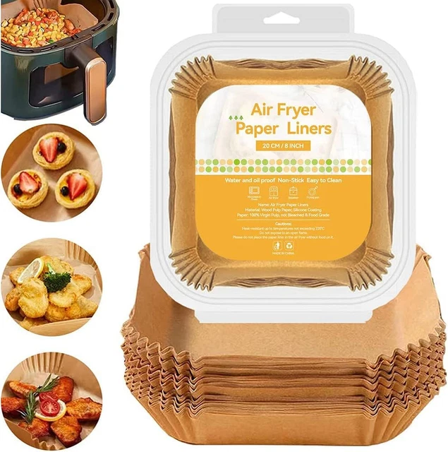 120 Fogli Di Carta Pergamenata Per Friggitrice Ad Aria - 21 Cm, Quadrati, Perforati, Antiaderenti