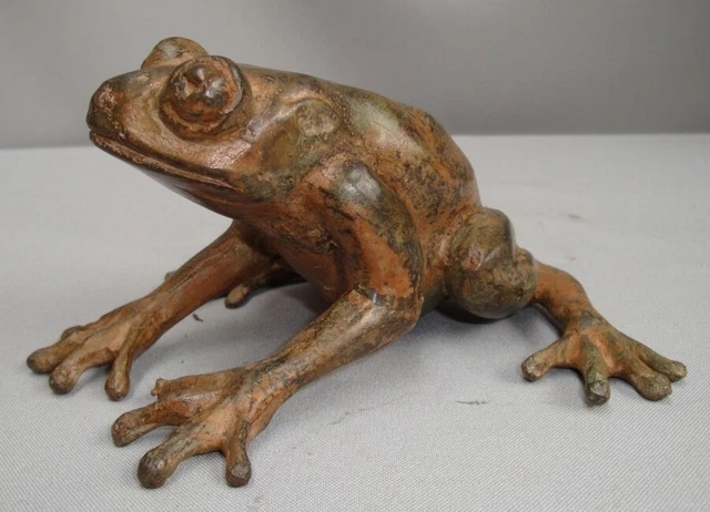Estatua Rana Fauna Art Deco Estilo Art Nouveau Estilo Bronce sólido Firmado 2