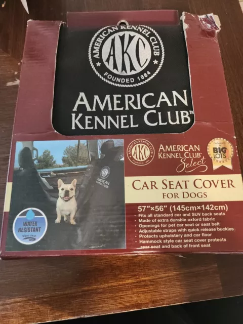 NEW American Kennel Club Black 57"x56" Car Seat Cover For Dogs Made In USA