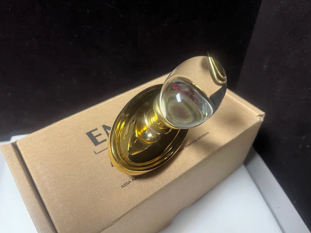 Emtek Hampton Crystal Door Knob Oval Rosettee (Unlacquered) **NEW IN BOX**