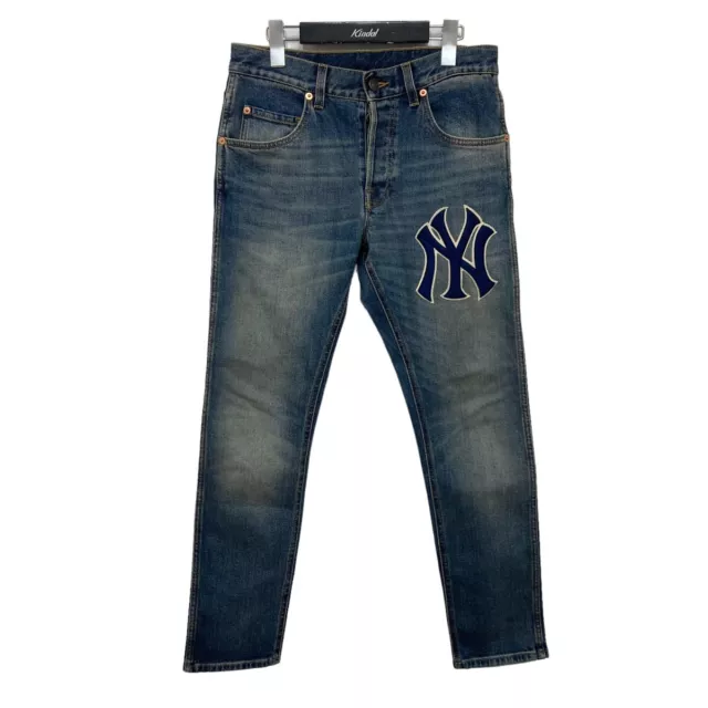 Gucci x NY Yankees MLB Slim Denim Pant Jeans Indigo Size 28