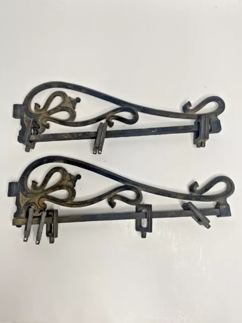 Antique Ornate Cast Swing Arm Curtain Rods 1 Pair Victorian NO BRACKETS