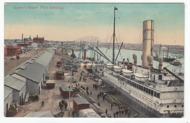 Busy Shipping at Queen's Wharf Port Adelaide South AUSTRALIA OLD POSTCARD c1910