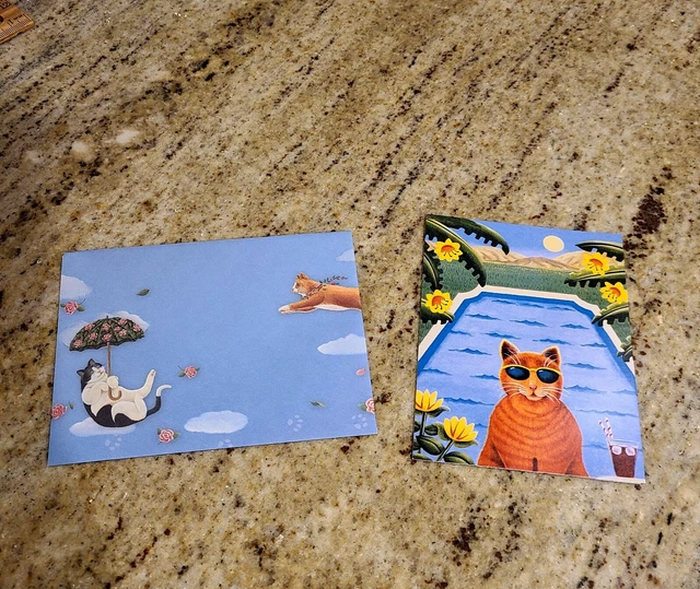 Elizabeth Brownd Cat Card & Envelope. "My Pool or Yours?" Cat Sunglasses Pool