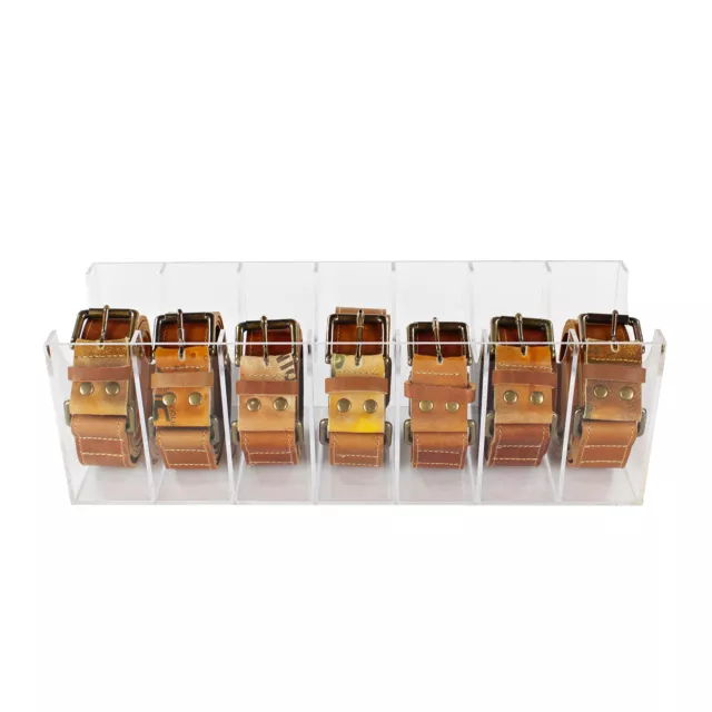 7Penn Clear Acrylic Belt Organizer for Drawer - 7 Section Men Belt Holder