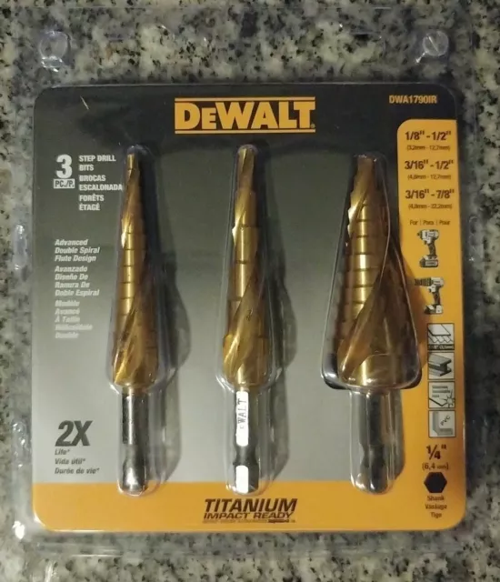 Dewalt Step Drill Bit Set, 3-Piece (Dwa1790Ir)