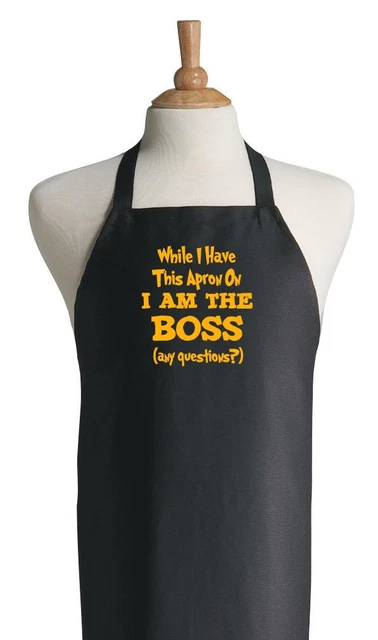 Funny White Apron I'm the Boss Novelty Kitchen Aprons 