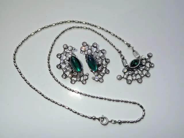 schönes Schmuckset: Collier und Ohrclips vintage Schmuck aus Nachlass