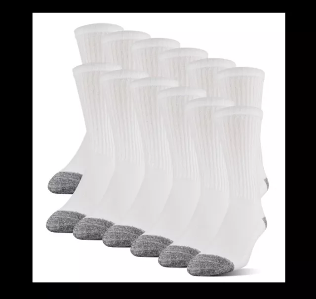 6 Pairs Winchester rugged wear long/crew socks,Unisex 2mm-4mm Thick,White 2