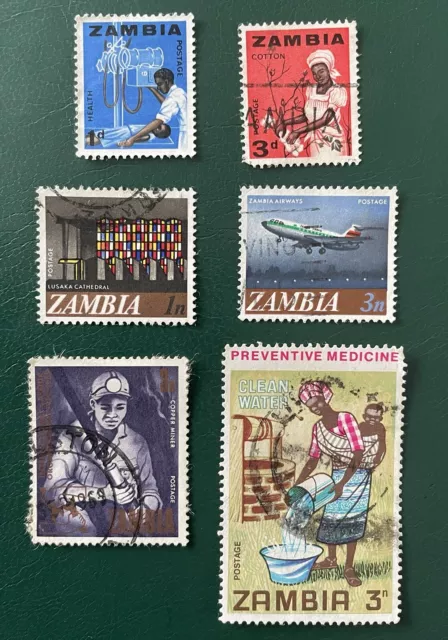 Francobolli Zambia X6 1964-1970 Usati. Condizioni diverse vedi foto