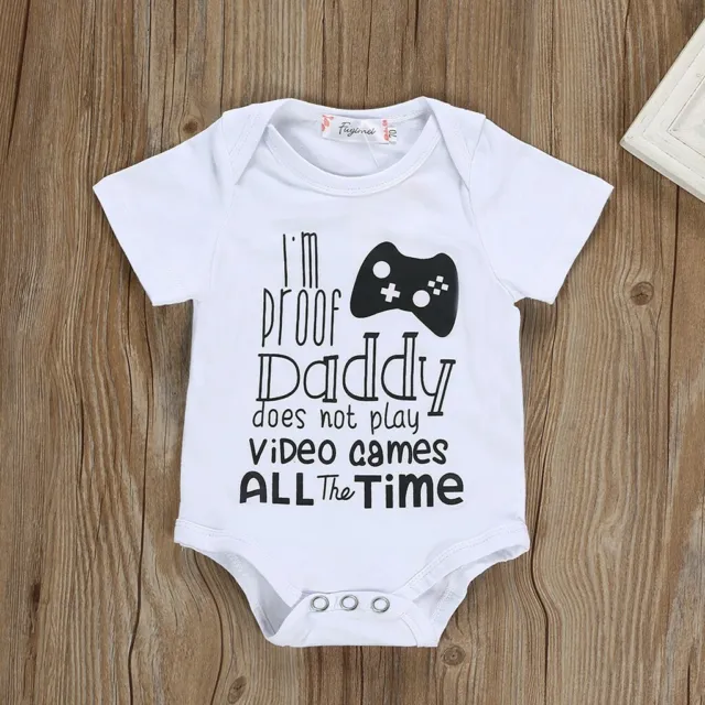 Newborn Infant Baby Girl Boy Short Sleeve Letter Romper Bodysuit Clothes Outfits