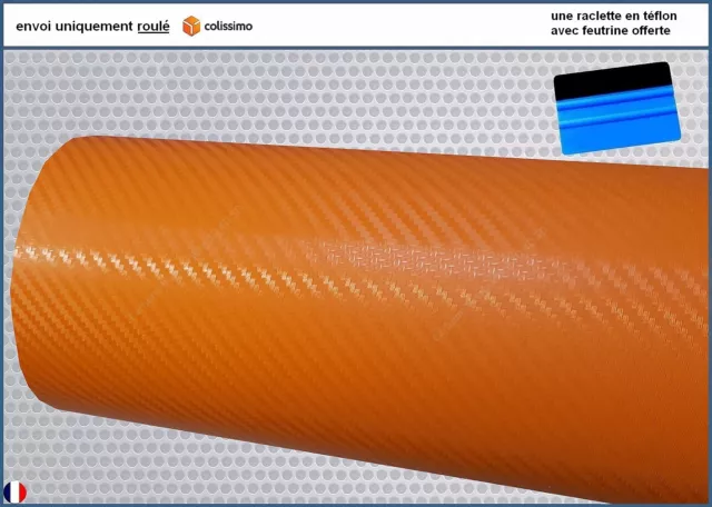 film vinyle carbone 3D orange thermoformable adhésif covering 152cm x 70cm
