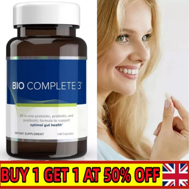 BIO COMPLETE 3 Capsules Prebiotic Probiotic Postbiotic Supplement ...