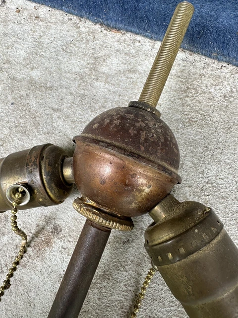Antique Double Cluster Socket Lamp Part Restore 3