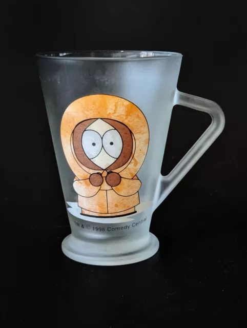 1998 Kenny South Park Comedy Central Frosted Glass Mug Faded Graphics Vintage