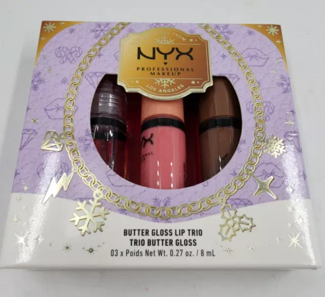 NYX PROFESSIONAL MAKEUP Butter Lip Gloss Trio Set Women's 8ml Multicolor Shine~