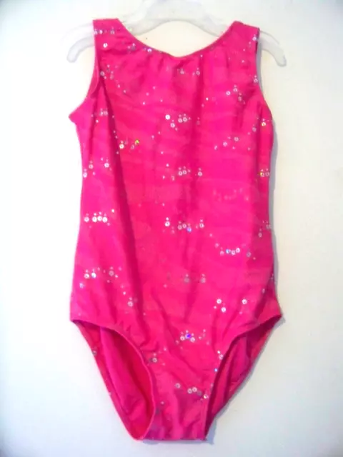 Girls Pink Sparkly Leotard by Eurotard Size Medium Lined Front EUC!!