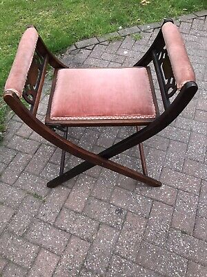 antique x frame seat/chair  folding stool 9