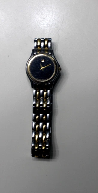 MOVADO AUTHENTIC FOLIO Museum Two-Tone Watch Black & Gold  display picture 2