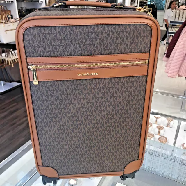 Michael Kors Logo Rolling Travel Trolley Suitcase Carry On Bag - Brown
