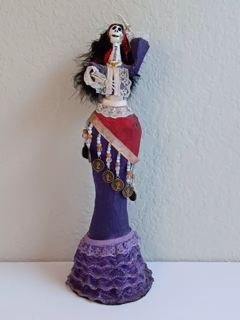 LA CATRINA Paper Mache Doll 13" Day of the Dead / Dia de los Muertos ~ Preowned