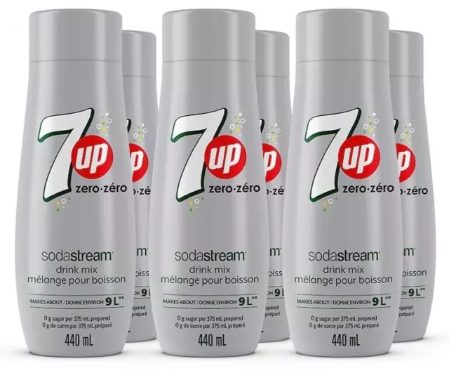 6x 7-Up Zero Sugar Flavour for Soda Stream 440mL x 6 (Makes 54L)