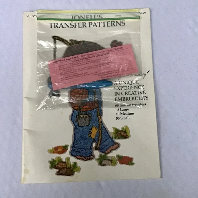 Folleto y aguja 1977 bordado en bucle 68 patrones de hierro