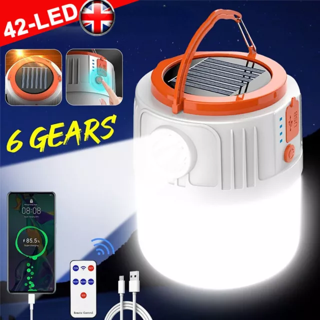 Solar LED Lantern Torch Lamp USB Rechargeable Camping Tent Light Outdoor Hiking