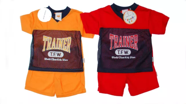 Ensemble haut et shorts bébé garçons 2 pièces 0-6,12-18,18-23 mois, en rouge, orange et marine