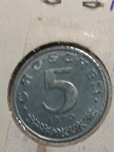 1970   Austria 5 Groschen Coin PROOF  ( Low Mintage )  Rare World Coin   N/230